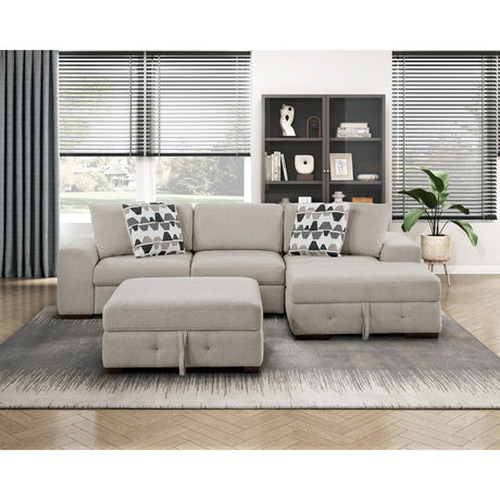 Raife Taupe 3-Piece Sectional with Right Chaise and Ottoman by Homelegance at Eve Furniture