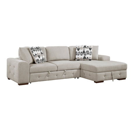 Raife Taupe 3-Piece Sectional with Right Chaise and Ottoman by Homelegance at Eve Furniture