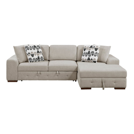 Raife Taupe 3-Piece Sectional with Right Chaise and Ottoman by Homelegance at Eve Furniture