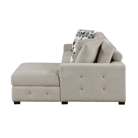 Raife Taupe 3-Piece Sectional with Right Chaise and Ottoman by Homelegance at Eve Furniture