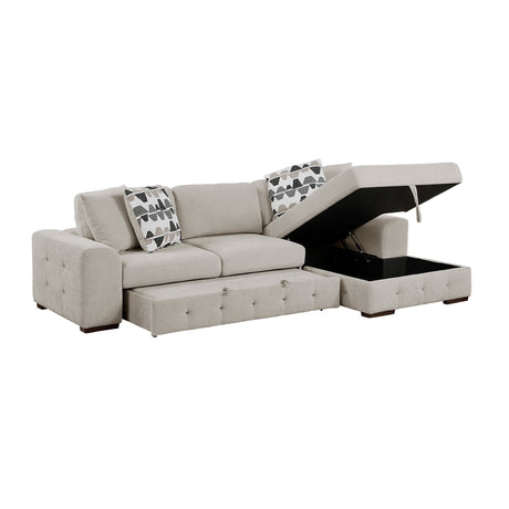 Raife Taupe 3-Piece Sectional with Right Chaise and Ottoman by Homelegance at Eve Furniture
