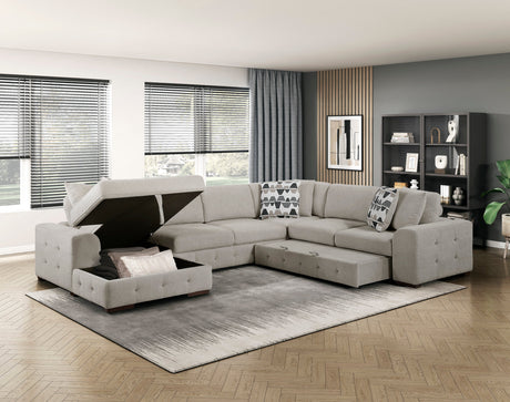 Raife Taupe 4-Piece Sectional with Left Chaise by Homelegance at Eve Furniture