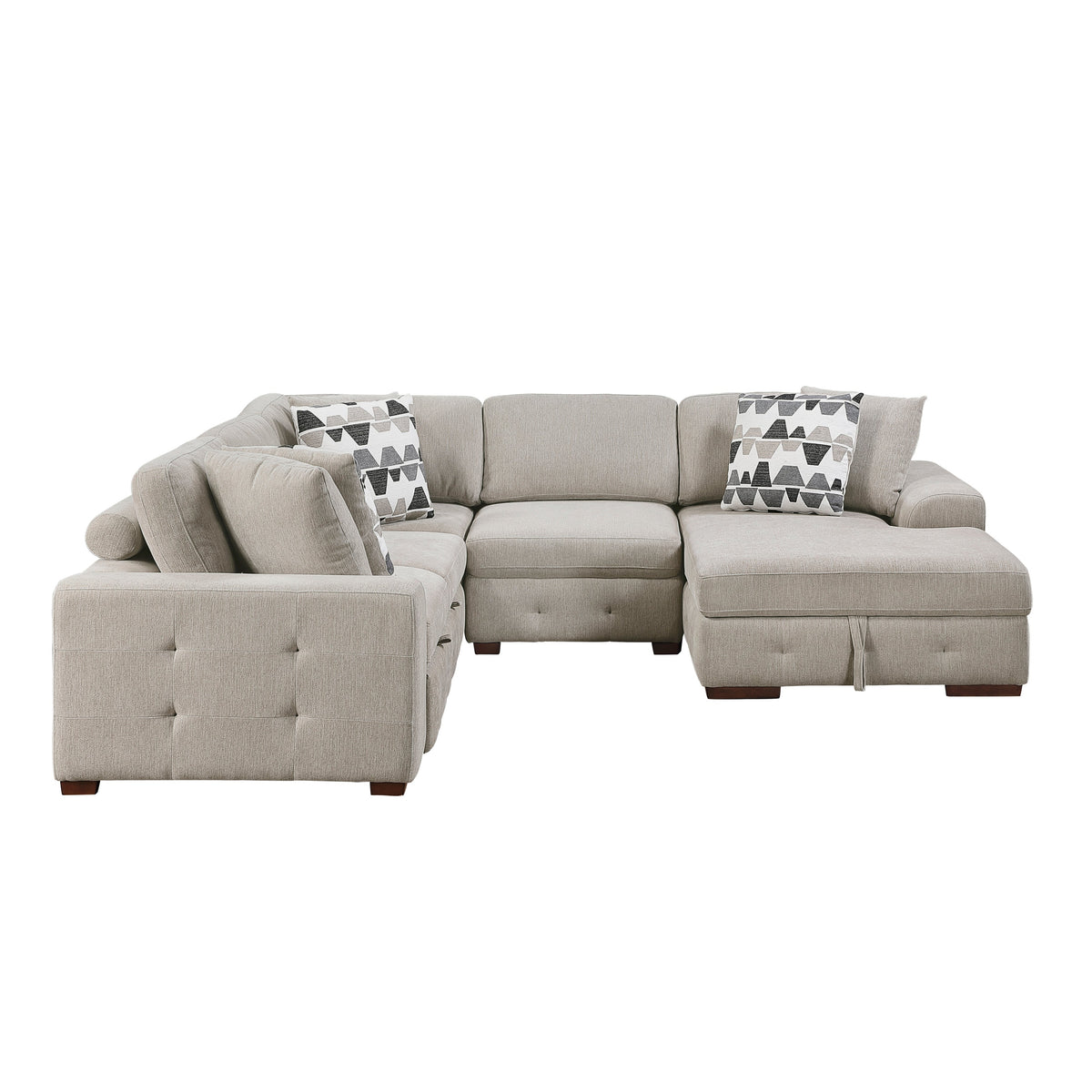 Raife Taupe 4-Piece Sectional with Right Chaise and Pull-out Bed by Homelegance at Eve Furniture