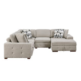 Raife Taupe 4-Piece Sectional with Right Chaise and Pull-out Bed by Homelegance at Eve Furniture