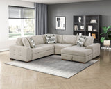 Raife Taupe 4-Piece Sectional with Right Chaise and Pull-out Bed by Homelegance at Eve Furniture