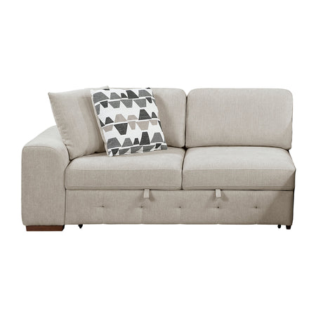 Raife Taupe 4-Piece Sectional with Right Chaise and Pull-out Bed by Homelegance at Eve Furniture