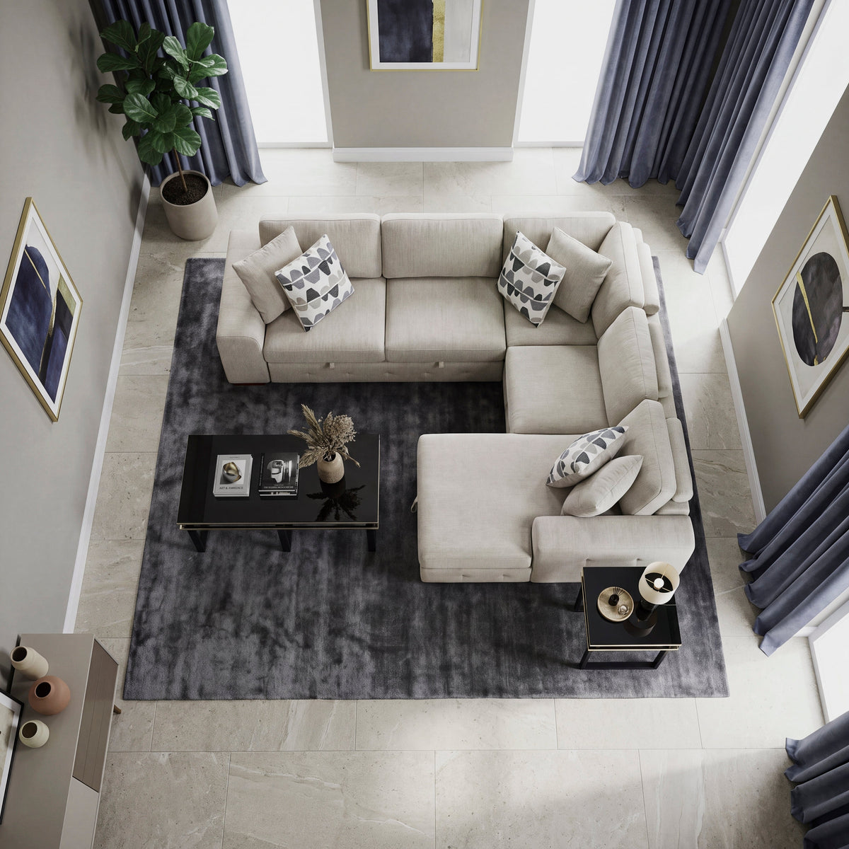 Raife Taupe 4-Piece Sectional with Right Chaise and Pull-out Bed by Homelegance at Eve Furniture