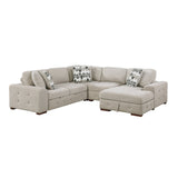 Raife Taupe 4-Piece Sectional with Right Chaise and Pull-out Bed by Homelegance at Eve Furniture