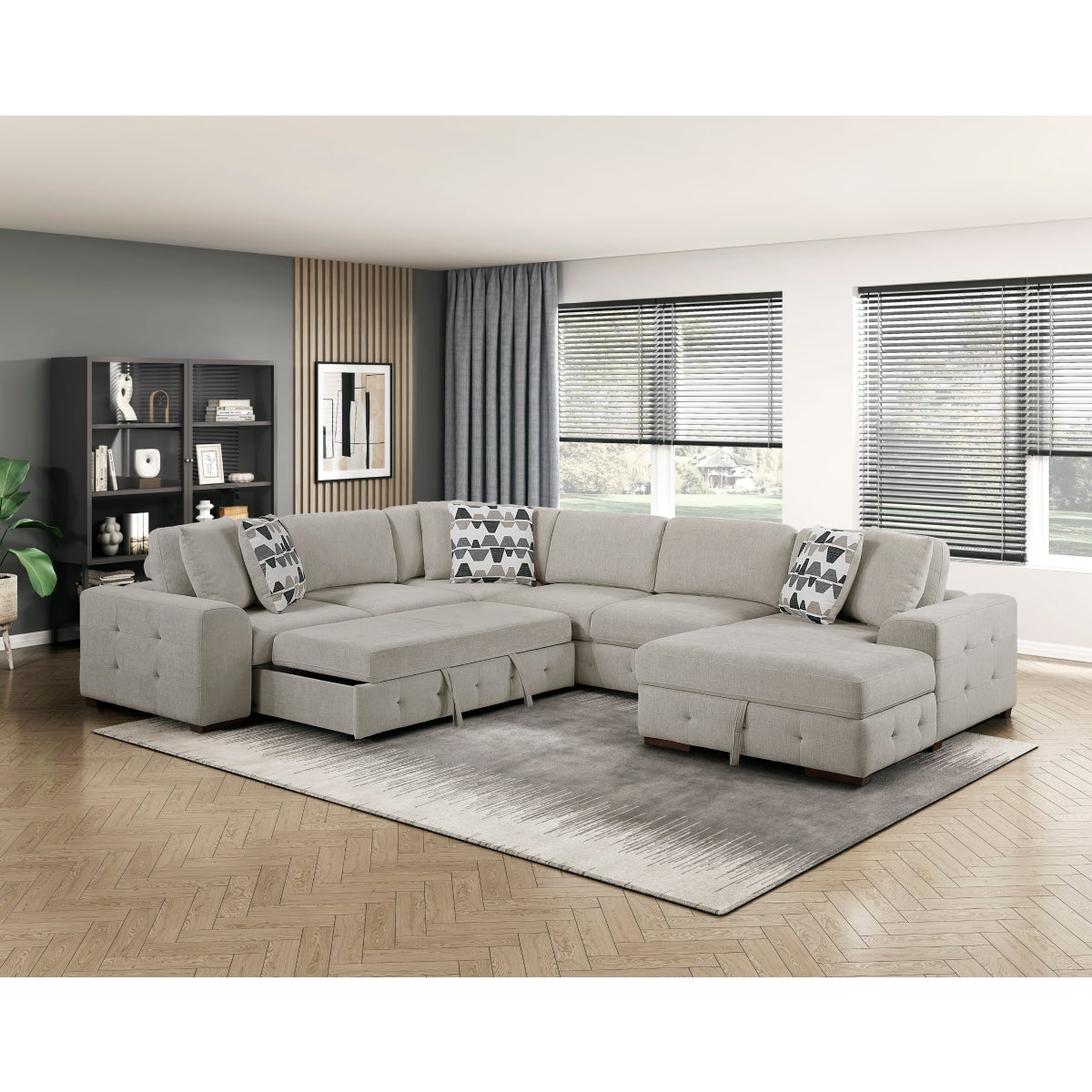 Raife Taupe 4-Piece Sectional with Right Chaise by Homelegance at Eve Furniture