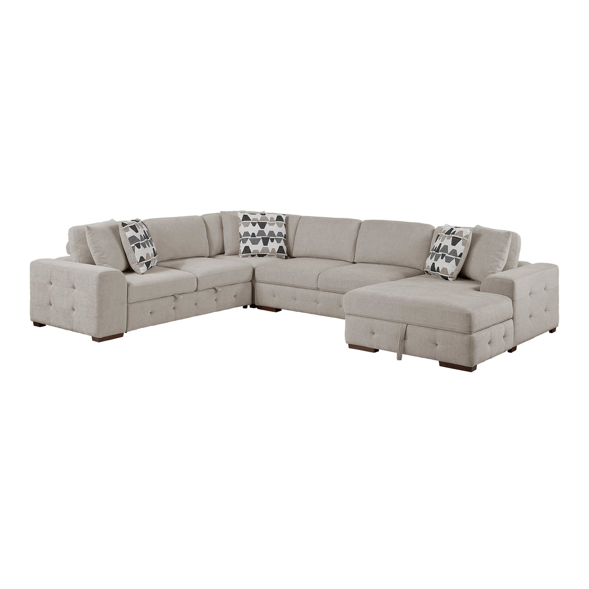Raife Taupe 4-Piece Sectional with Right Chaise by Homelegance at Eve Furniture