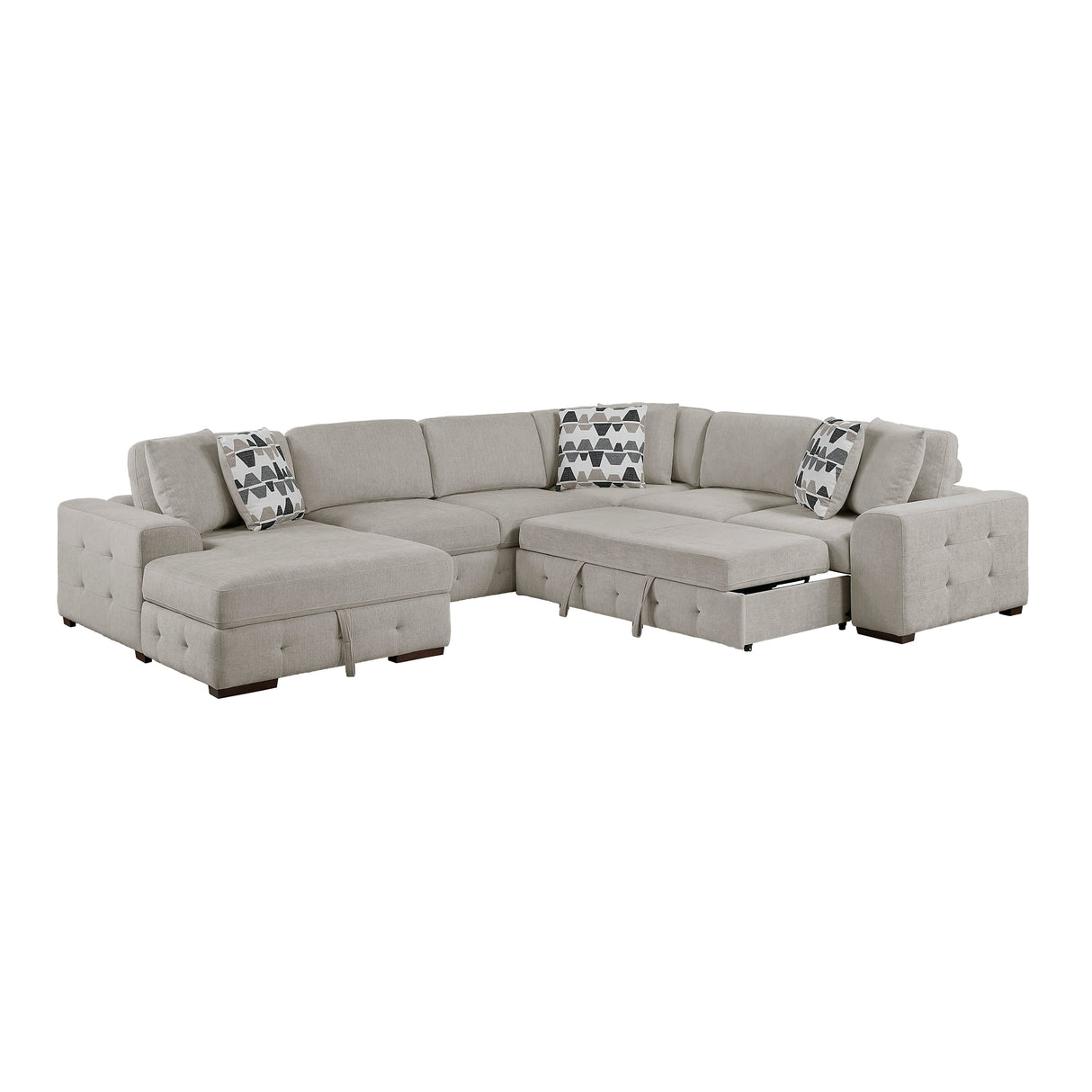 Raife Taupe 5-Piece Sectional with Left Chaise and Ottoman by Homelegance at Eve Furniture