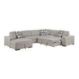 Raife Taupe 5-Piece Sectional with Left Chaise and Ottoman by Homelegance at Eve Furniture