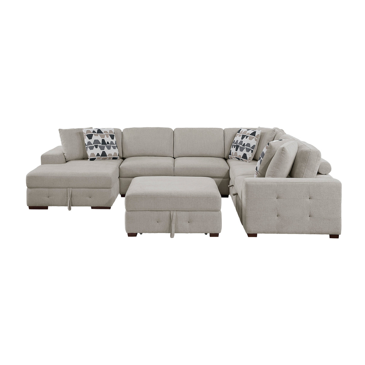 Raife Taupe 5-Piece Sectional with Left Chaise and Ottoman by Homelegance at Eve Furniture