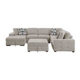 Raife Taupe 5-Piece Sectional with Left Chaise and Ottoman by Homelegance at Eve Furniture