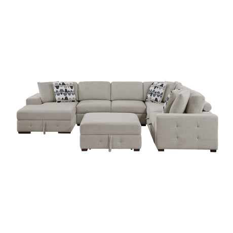 Raife Taupe 5-Piece Sectional with Left Chaise and Ottoman by Homelegance at Eve Furniture