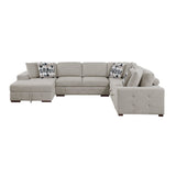 Raife Taupe 5-Piece Sectional with Left Chaise and Ottoman by Homelegance at Eve Furniture