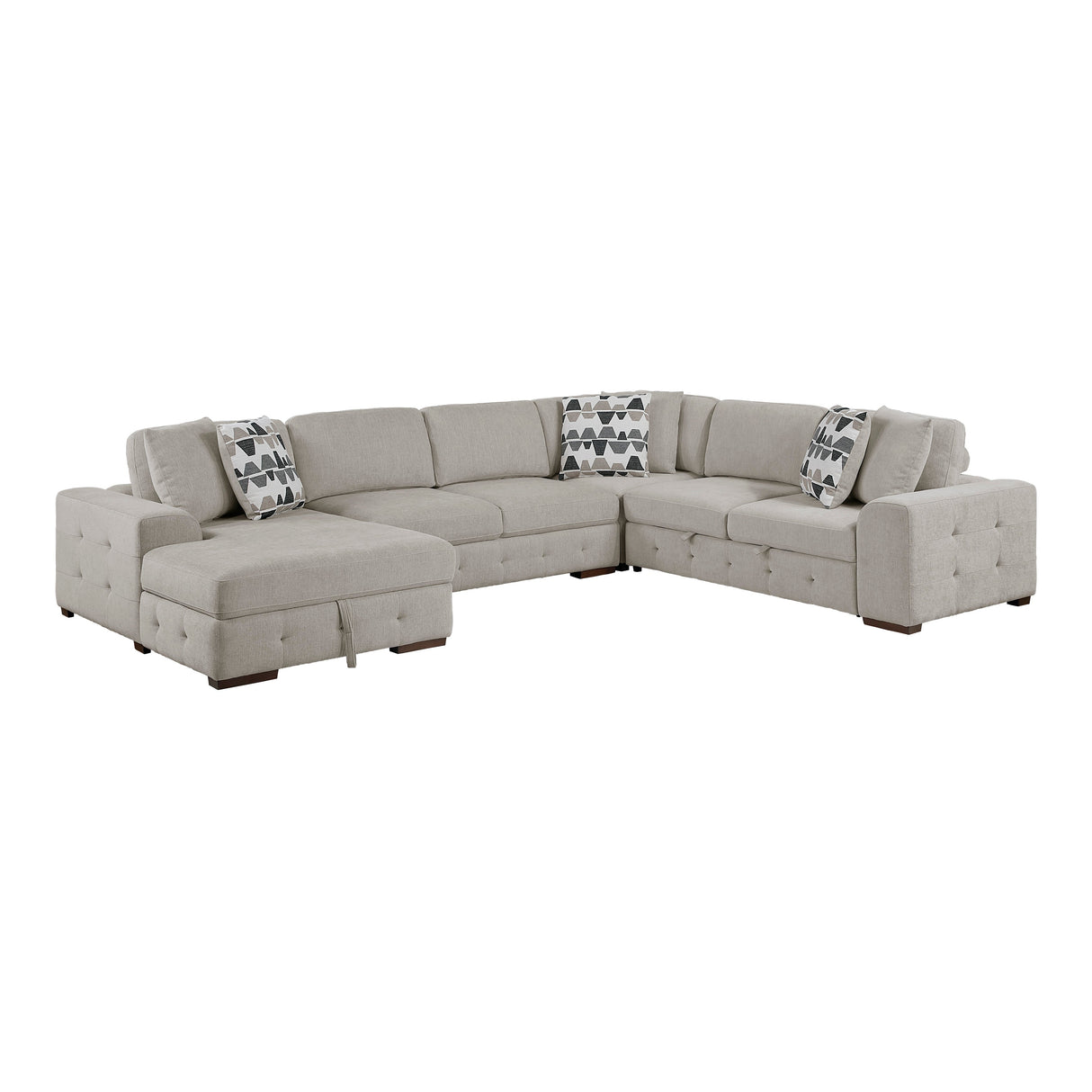 Raife Taupe 5-Piece Sectional with Left Chaise and Ottoman by Homelegance at Eve Furniture
