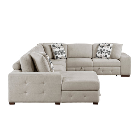 Raife Taupe 5-Piece Sectional with Left Chaise and Ottoman by Homelegance at Eve Furniture