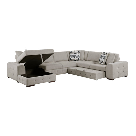 Raife Taupe 5-Piece Sectional with Left Chaise and Ottoman by Homelegance at Eve Furniture