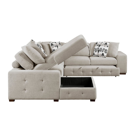 Raife Taupe 5-Piece Sectional with Left Chaise and Ottoman by Homelegance at Eve Furniture