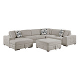 Raife Taupe 5-Piece Sectional with Left Chaise and Ottoman by Homelegance at Eve Furniture