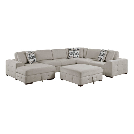 Raife Taupe 5-Piece Sectional with Left Chaise and Ottoman by Homelegance at Eve Furniture