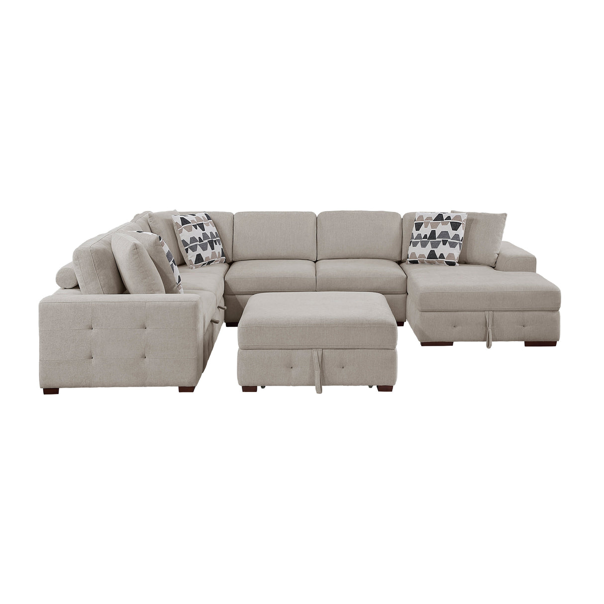 Raife Taupe 5-Piece Sectional with Right Chaise and Ottoman by Homelegance at Eve Furniture