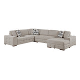 Raife Taupe 5-Piece Sectional with Right Chaise and Ottoman by Homelegance at Eve Furniture