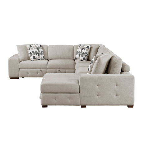 Raife Taupe 5-Piece Sectional with Right Chaise and Ottoman by Homelegance at Eve Furniture
