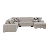 Raife Taupe 5-Piece Sectional with Right Chaise and Ottoman by Homelegance at Eve Furniture