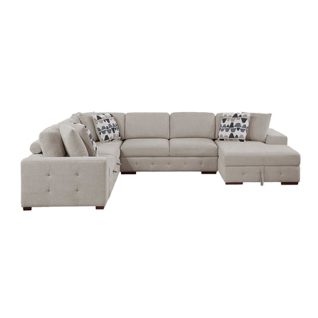 Raife Taupe 5-Piece Sectional with Right Chaise and Ottoman by Homelegance at Eve Furniture