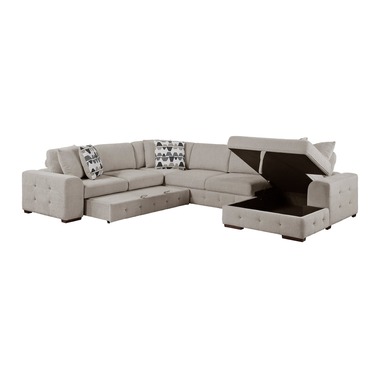 Raife Taupe 5-Piece Sectional with Right Chaise and Ottoman by Homelegance at Eve Furniture