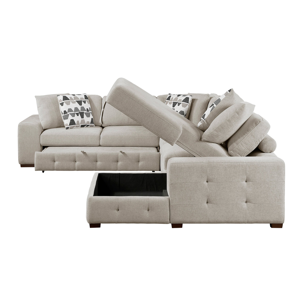 Raife Taupe 5-Piece Sectional with Right Chaise and Ottoman by Homelegance at Eve Furniture