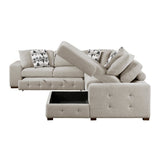 Raife Taupe 5-Piece Sectional with Right Chaise and Ottoman by Homelegance at Eve Furniture