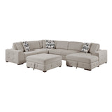 Raife Taupe 5-Piece Sectional with Right Chaise and Ottoman by Homelegance at Eve Furniture