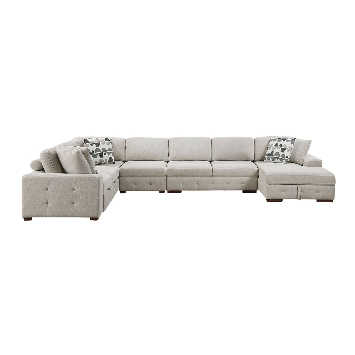 Raife Taupe 5-Piece Sectional with Right Chaise and Pull-out Bed by Homelegance at Eve Furniture