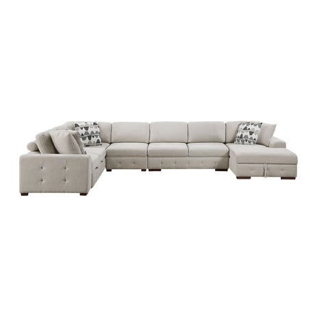 Raife Taupe 5-Piece Sectional with Right Chaise and Pull-out Bed by Homelegance at Eve Furniture