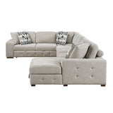 Raife Taupe 5-Piece Sectional with Right Chaise and Pull-out Bed by Homelegance at Eve Furniture