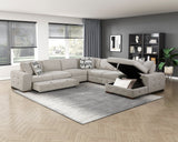 Raife Taupe 5-Piece Sectional with Right Chaise and Pull-out Bed by Homelegance at Eve Furniture