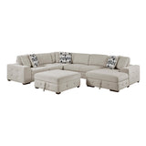Raife Taupe 5-Piece Sectional with Right Chaise and Pull-out Bed by Homelegance at Eve Furniture