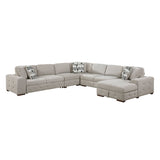 Raife Taupe 5-Piece Sectional with Right Chaise and Pull-out Bed by Homelegance at Eve Furniture