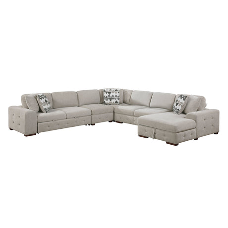 Raife Taupe 5-Piece Sectional with Right Chaise and Pull-out Bed by Homelegance at Eve Furniture