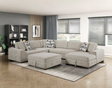Raife Taupe 5-Piece Sectional with Right Chaise and Pull-out Bed by Homelegance at Eve Furniture