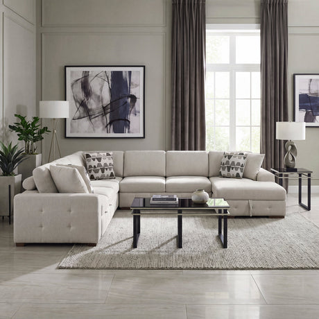 Raife Taupe 5-Piece Sectional with Right Chaise and Pull-out Bed by Homelegance at Eve Furniture
