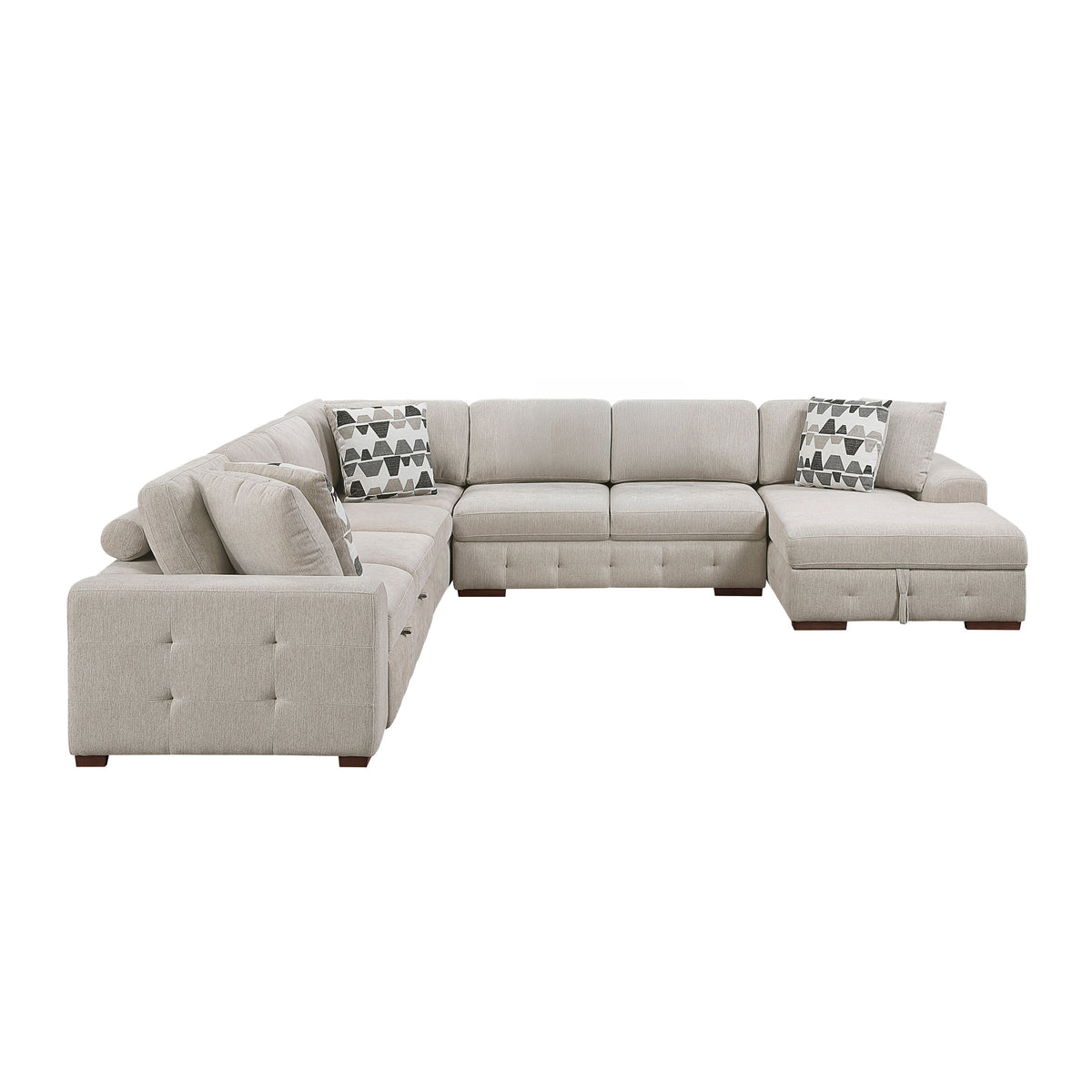 Raife Taupe 5-Piece Sectional with Right Chaise and Pull-out Bed by Homelegance at Eve Furniture
