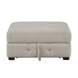 Raife Taupe Ottoman by Homelegance at Eve Furniture