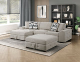 Raife Taupe Ottoman by Homelegance at Eve Furniture