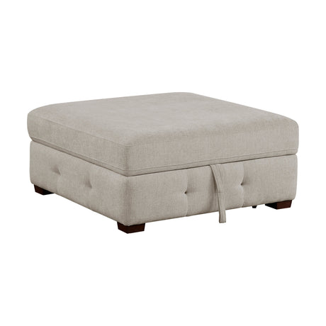 Raife Taupe Ottoman by Homelegance at Eve Furniture