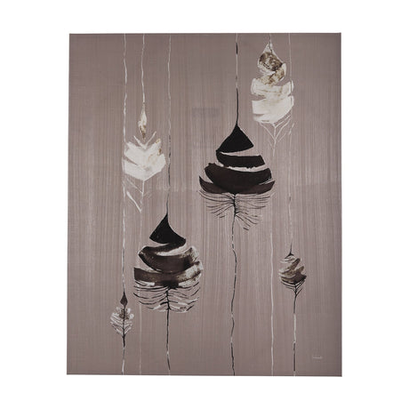 Rain of Feather Warm Gray by Mercana Studio a Hand Embellished Textured Canvas by Mercana at Eve Furniture