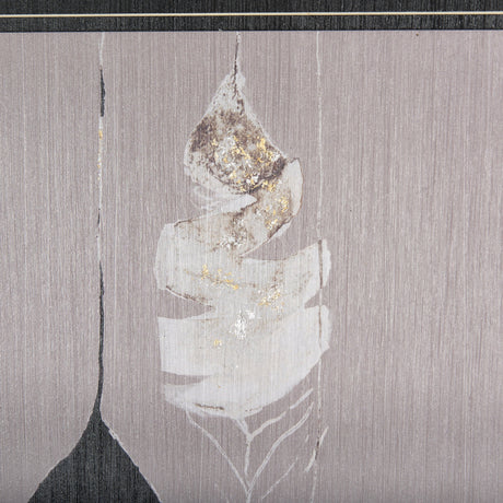 Rain of Feather Warm Gray by Mercana Studio Hand Embellished Framed Art Print Matted under Glass by Mercana at Eve Furniture